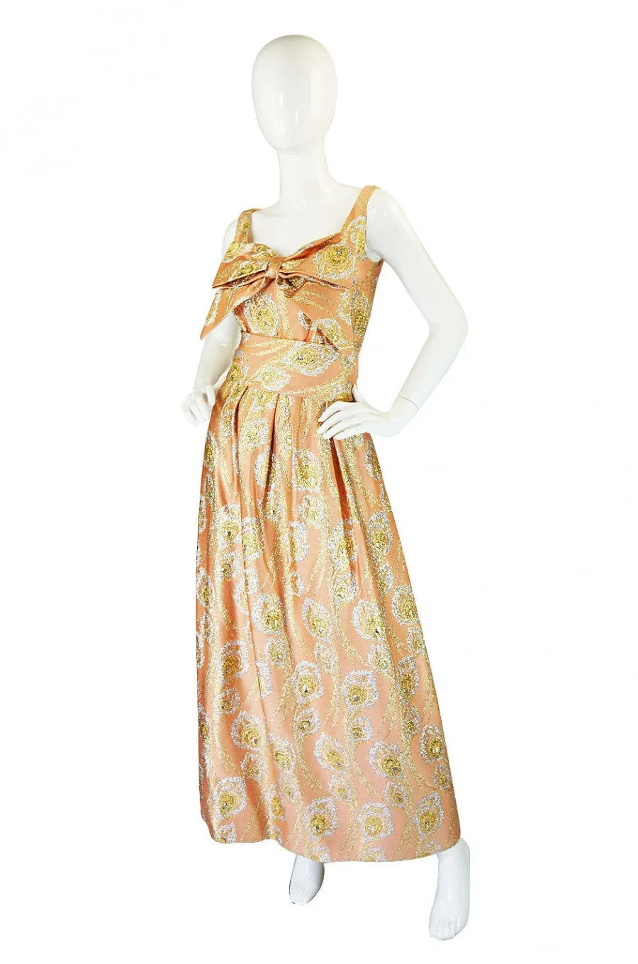 1950s Ceil Chapman Silk Brocade Gown