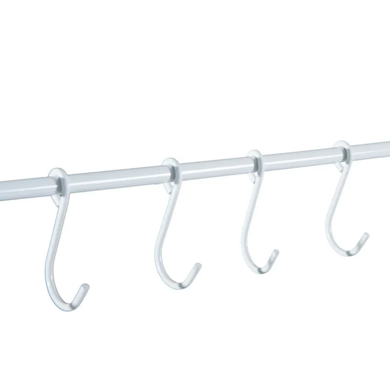 5 Hooks Coat Rack Hanging Bar in White