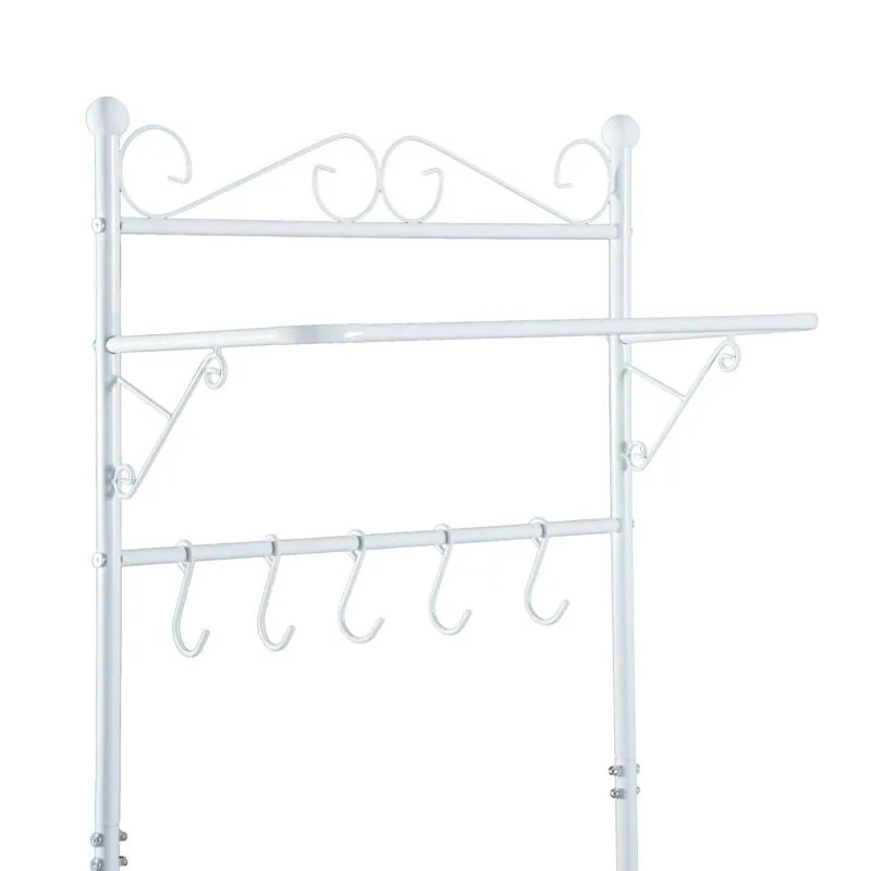 5 Hooks Coat Rack Hanging Bar in White