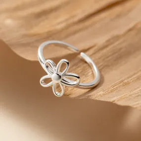 Adjustable Flower Ring in Sterling Silver