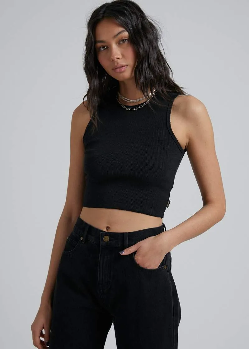 Afends Dalston Hemp Rib Tank Black