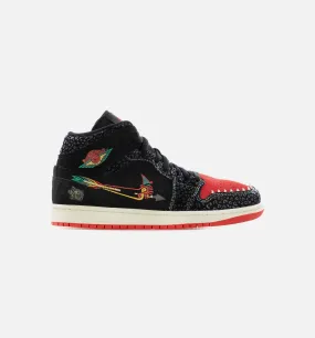 Air Jordan 1 Mid Siempre Familia Mens Lifestyle Shoe - Black/Sail/Roma Green/Chile Red