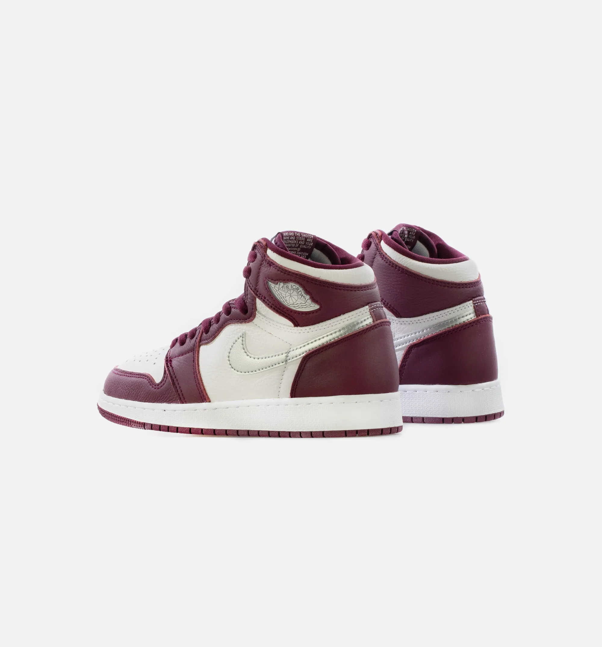 Air Jordan 1 Retro High OG Bordeaux Grade School Lifestyle Shoe - Bordeaux/White/Metallic Silver Limit One Per Customer