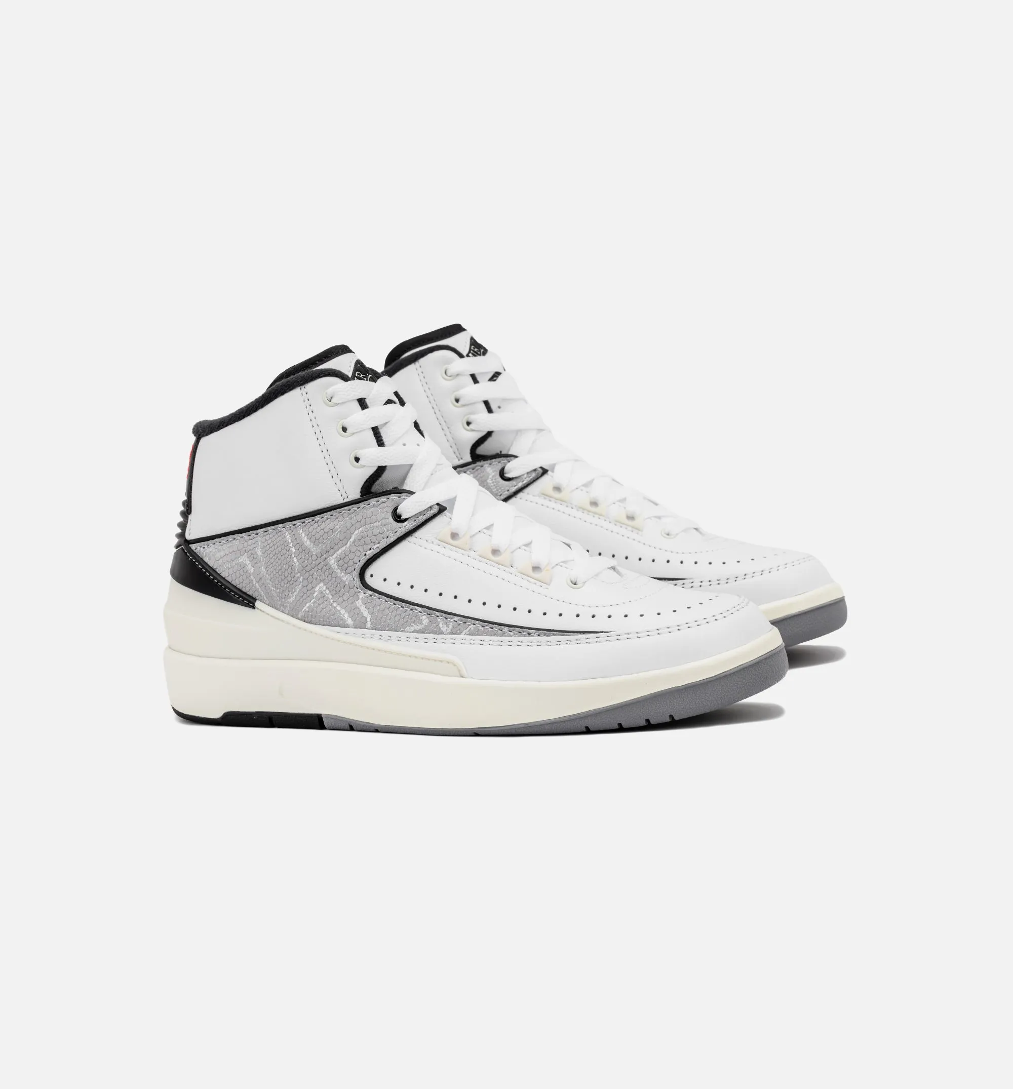 Air Jordan 2 Retro Python Grade School Lifestyle Shoe - White/Fire Red/Black/Sail/Cement Grey