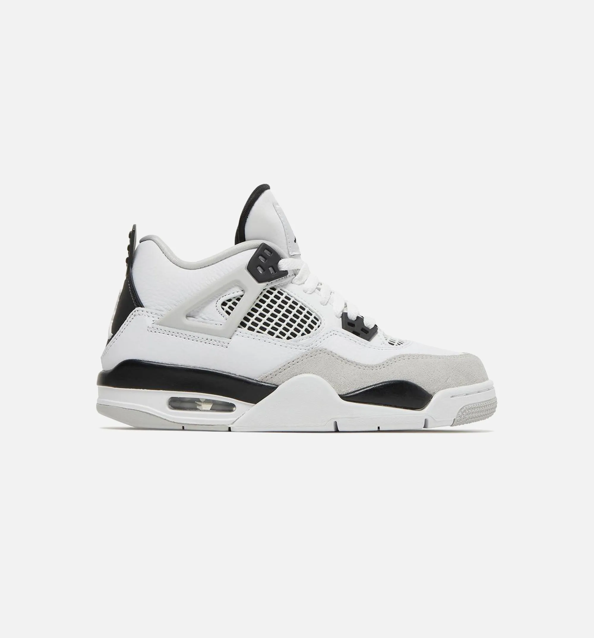 Air Jordan 4 Retro Military Black Grade School Lifestyle Shoe - White/Black Limit One Per Customer