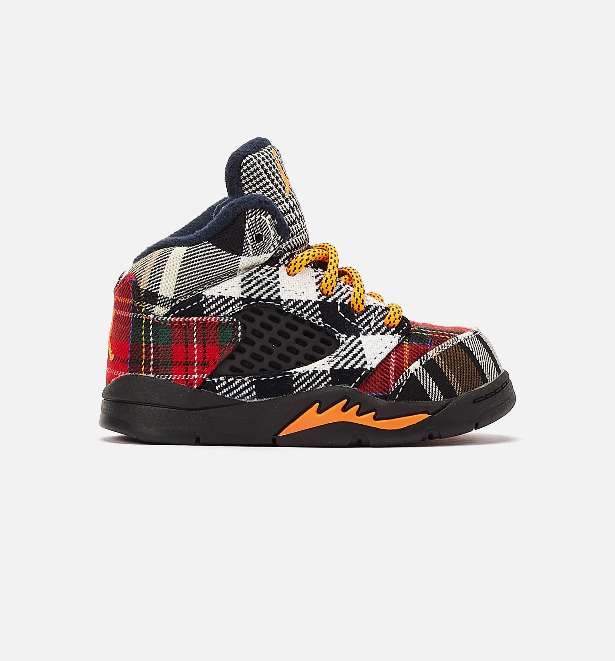 Air Jordan 5 Retro Plaid Infant Toddler Lifestyle Shoe - Black/Multi Free Shipping