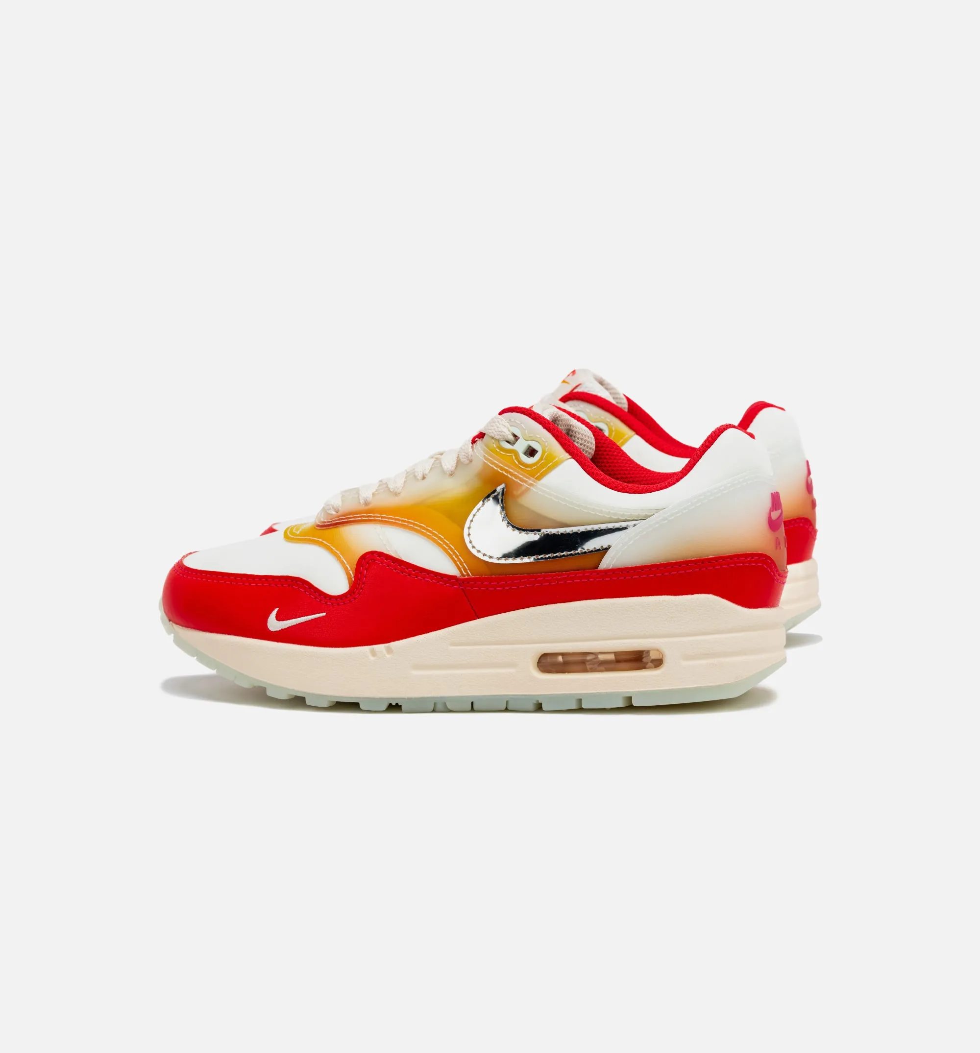 Air Max 1 Soft Vinyl Womens Lifestyle Shoe - Sail/Metallic Silver/Siren Red