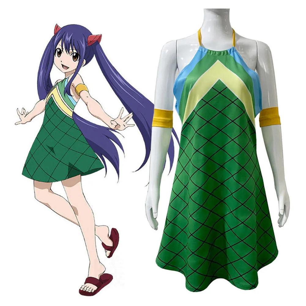 Anime FAIRY TAIL Wendy Marvell Cosplay Costume Dress Armband Halloween Carnival Party Disguise Suit