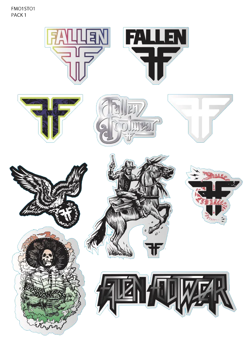 ASSORTED FALLEN FOOTWEAR STICKER (Pack 1)