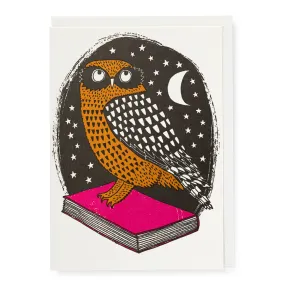 Book Owl - Letterpress Card