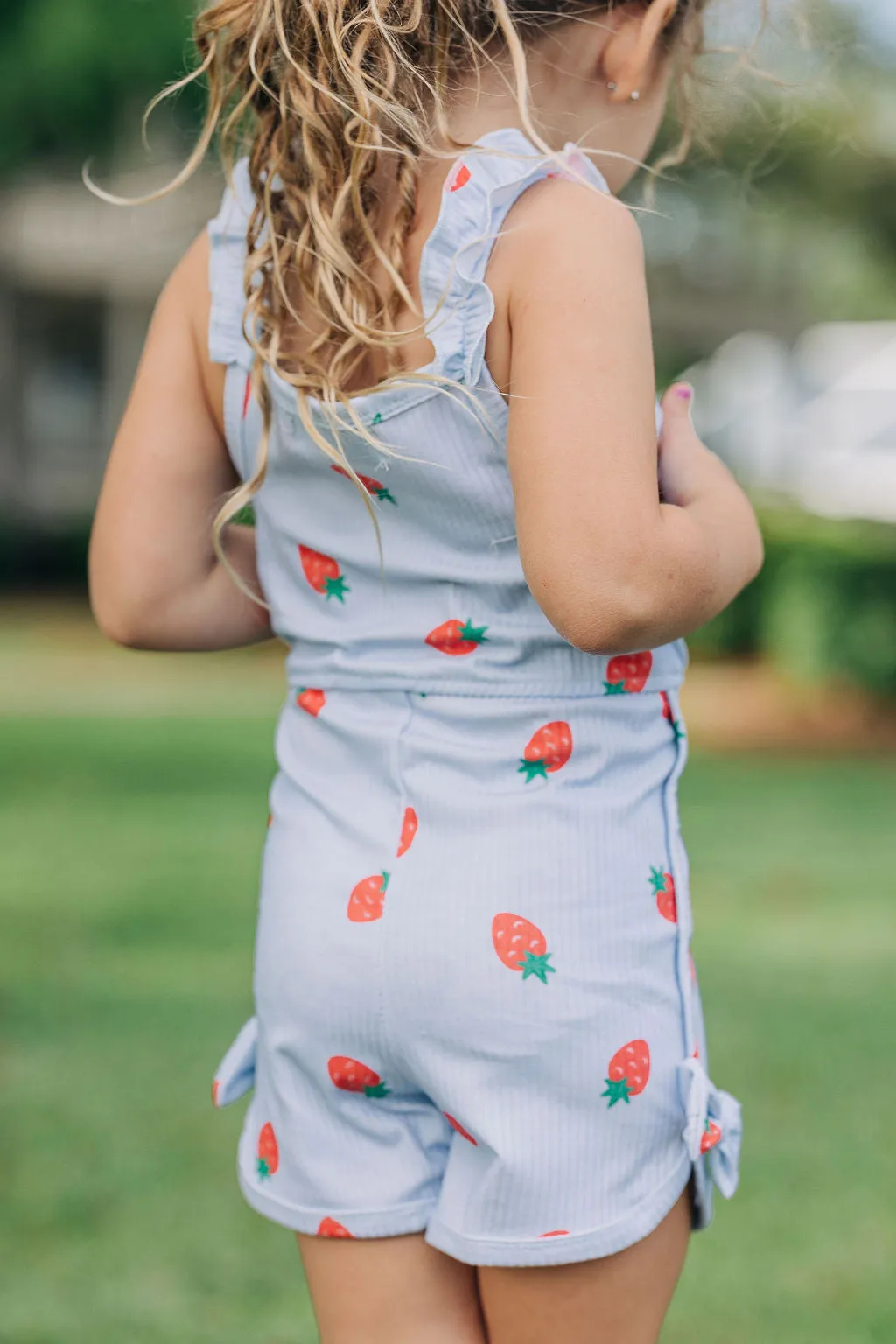 Bow Romper - Strawberries