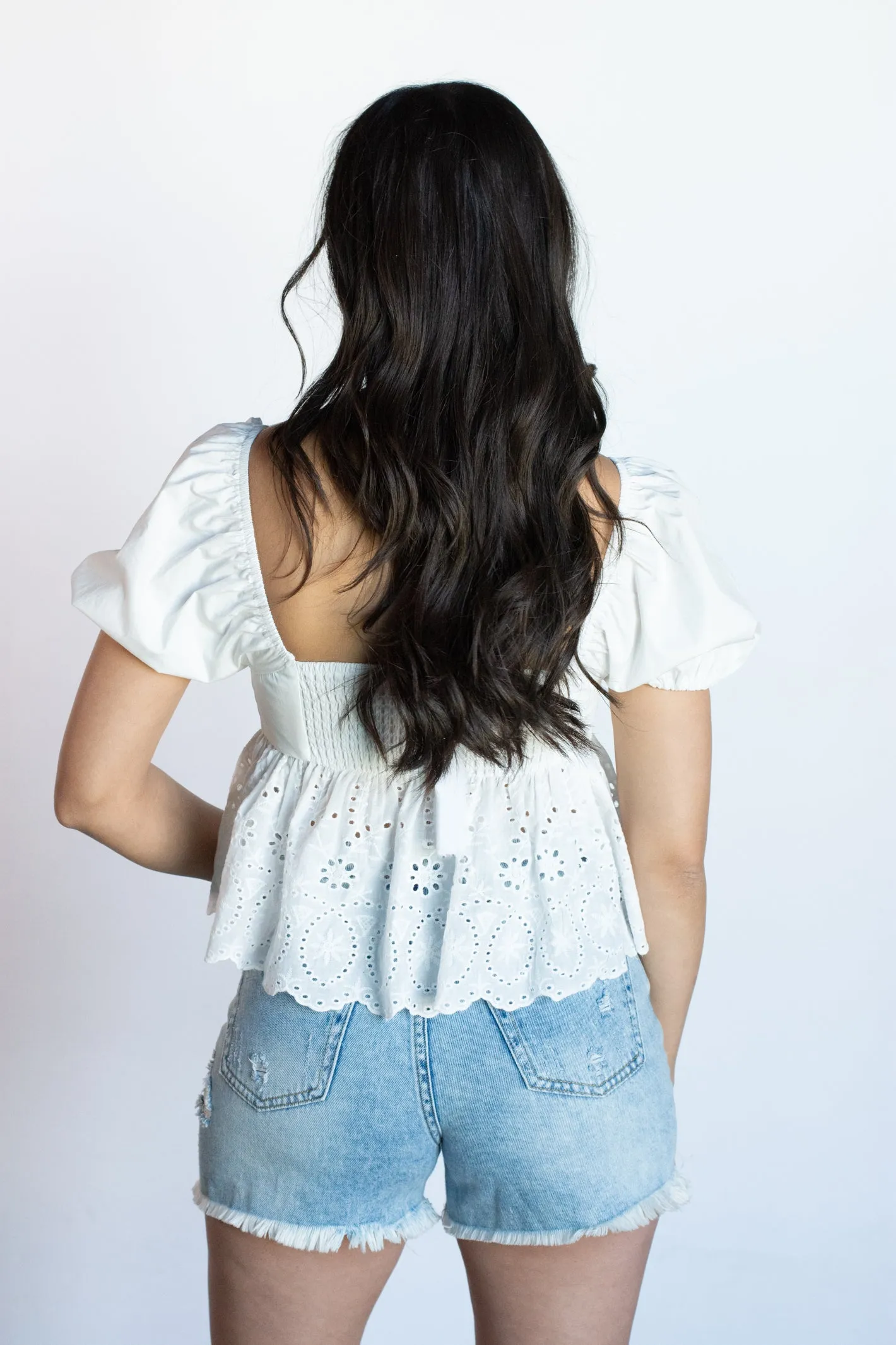 Captivating Grace White Eyelet Top