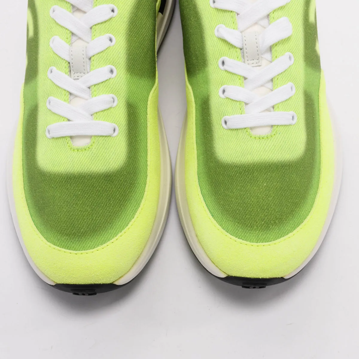 Chanel Fluro Green Denim CC Sneakers 39.5