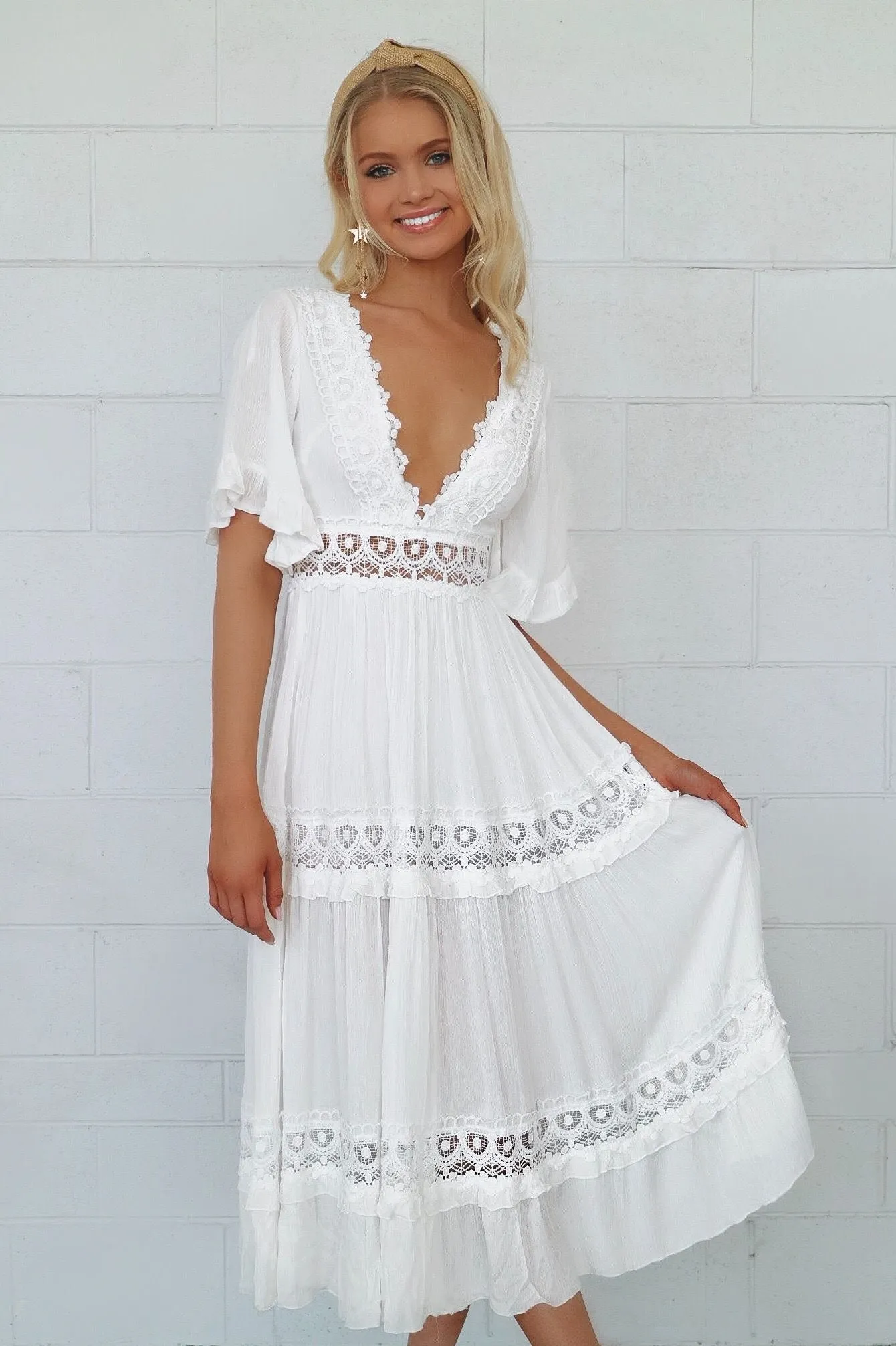 Charlotte Boho Maxi Dress - White