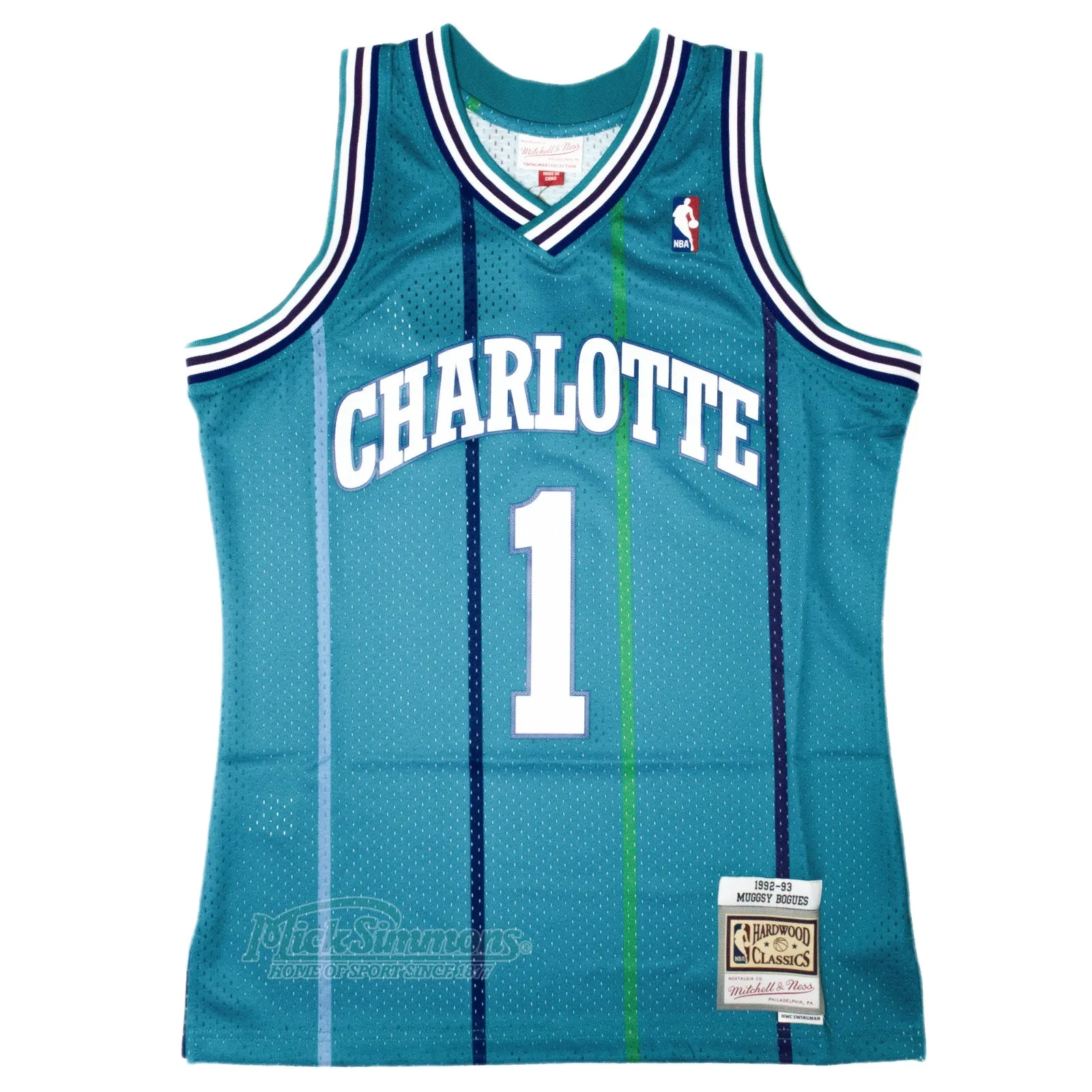 Charlotte Hornets Muggsy Bogues 1992-93 Hardwood Classics Swingman NBA Road Jersey by Mitchell & Ness