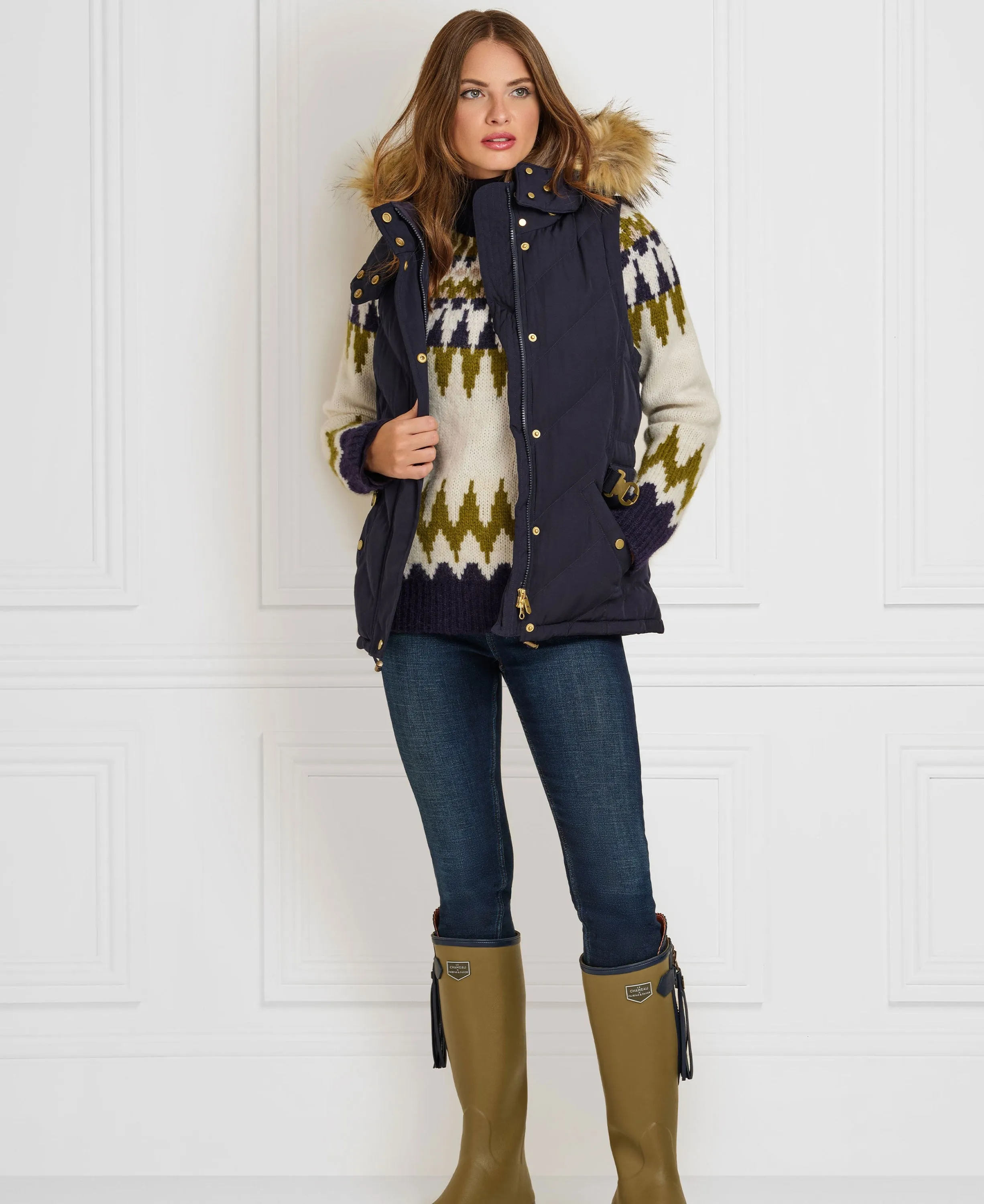 Charlotte Padded Gilet - Navy Blue