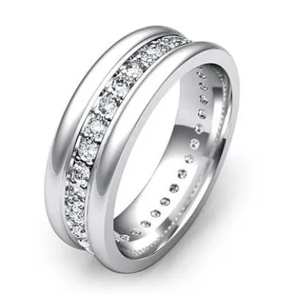 Classic Single Row Silver Wedding Band for Men