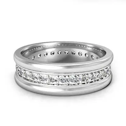 Classic Single Row Silver Wedding Band for Men