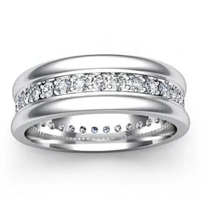 Classic Single Row Silver Wedding Band for Men