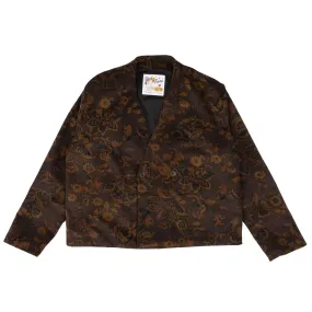 Collarless Jacket  - Paisley Corduroy  - Brown