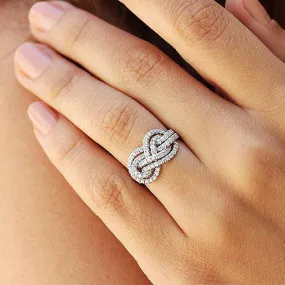 Criss Cross Knot Ring Band in Sterling Silver