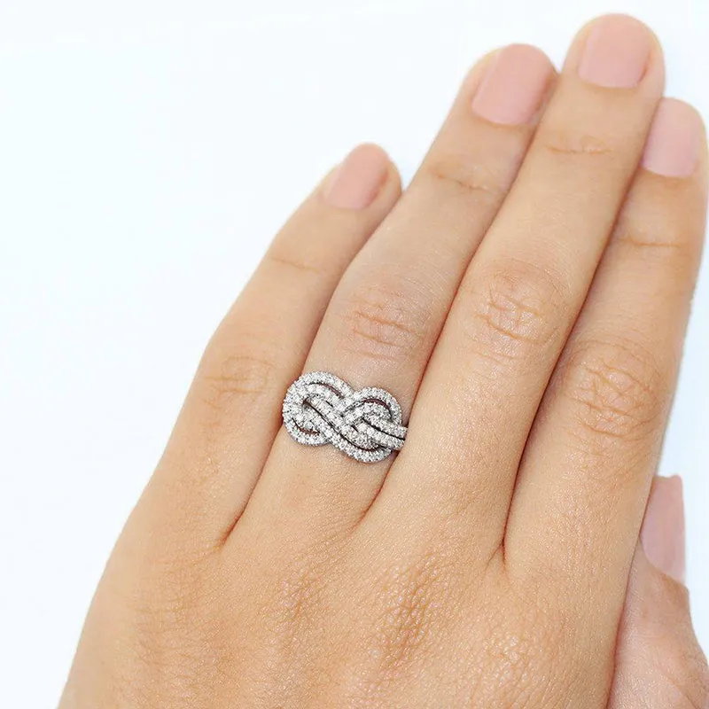 Criss Cross Knot Ring Band in Sterling Silver