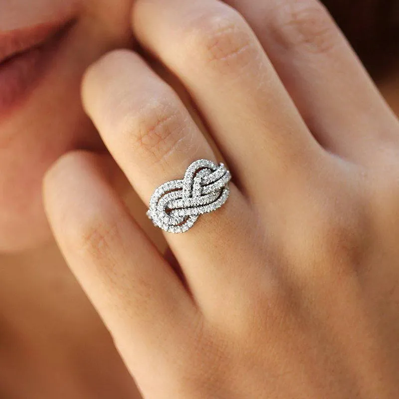 Criss Cross Knot Ring Band in Sterling Silver