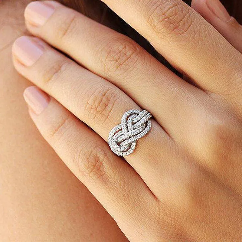 Criss Cross Knot Ring Band in Sterling Silver