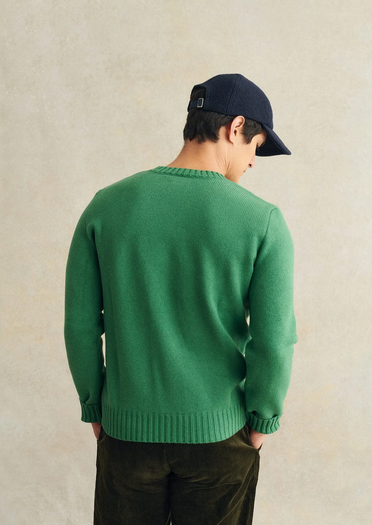 De Bonne Facture Jacquard Mountain Sweater / Green