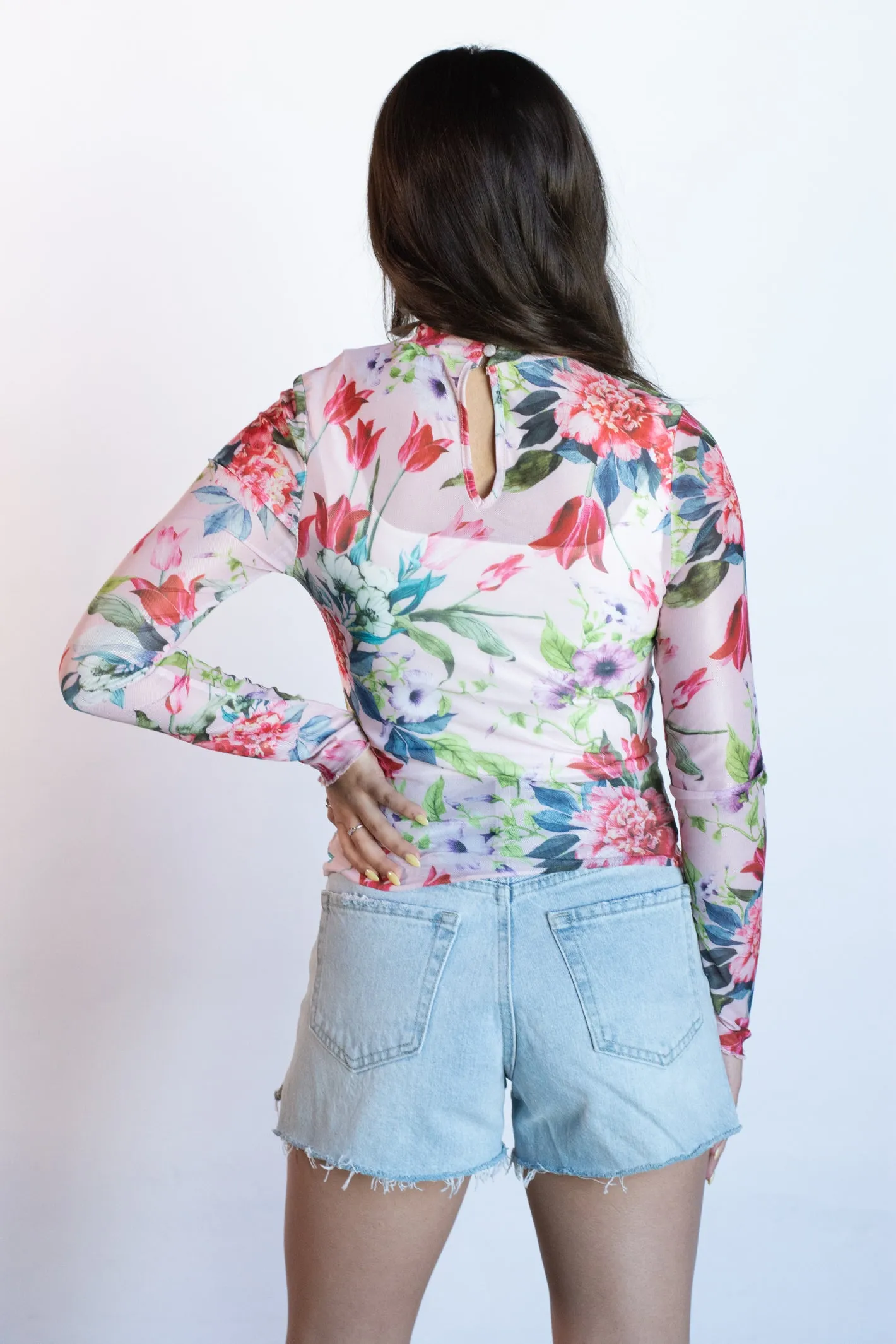 Delightfully Divine Floral Mesh Top