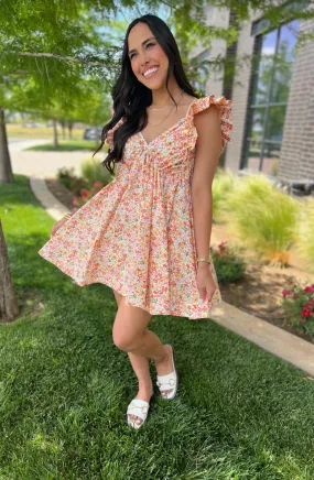 Endless Sunsets Peach Floral Mini Dress