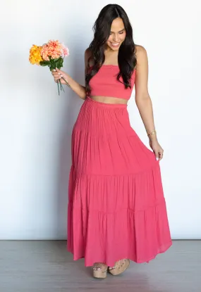 Flirty Ways Coral Tube Top and Skirt Set