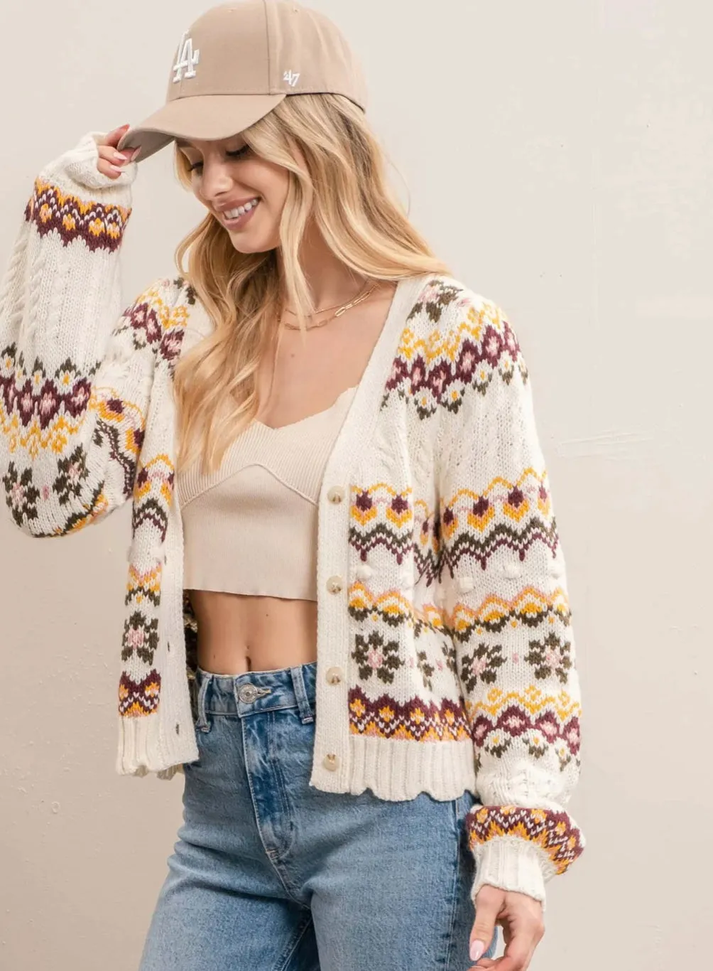 FLORAL KNIT CARDIGAN