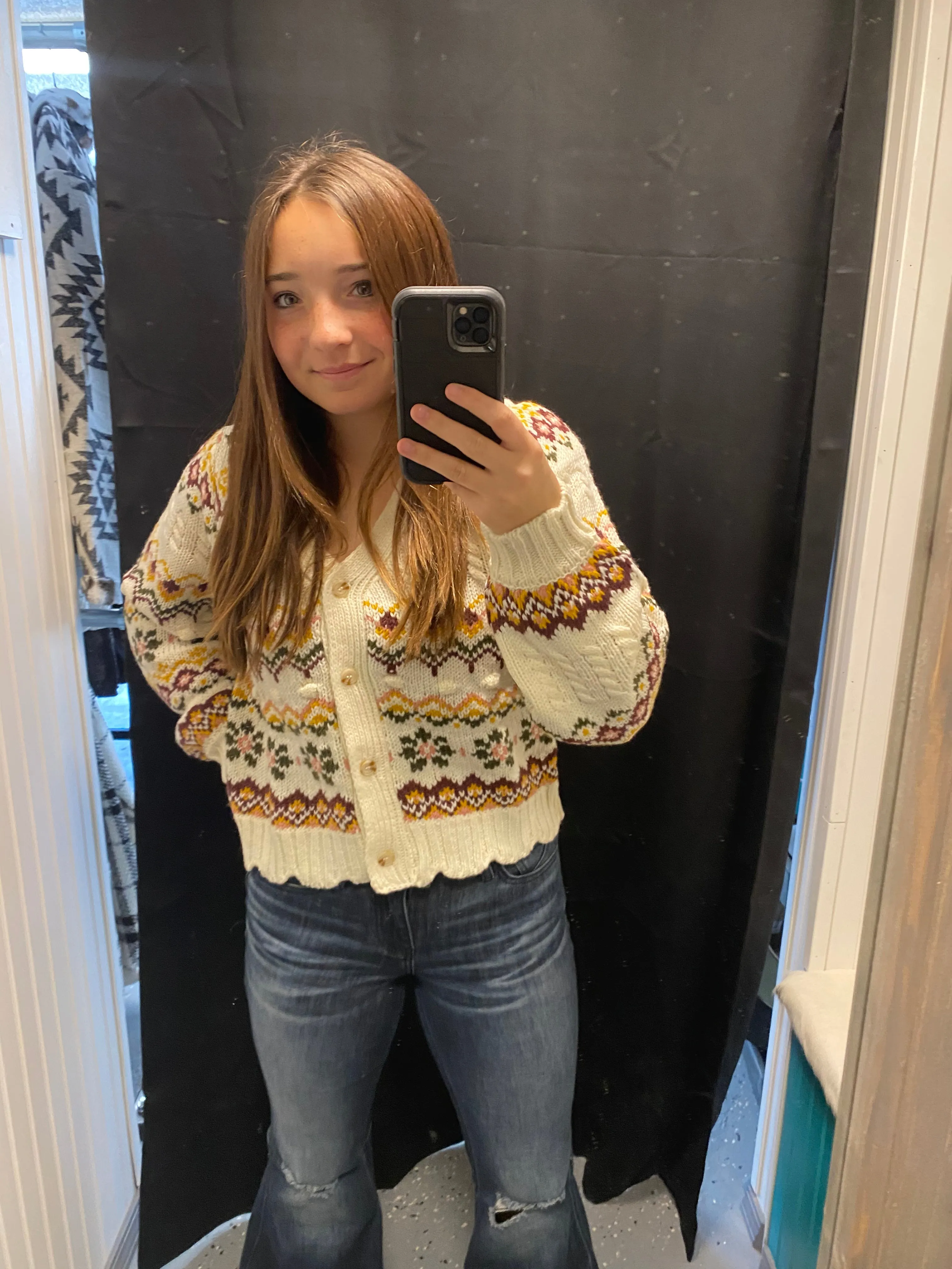 FLORAL KNIT CARDIGAN