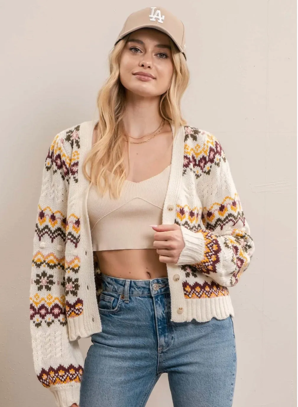 FLORAL KNIT CARDIGAN