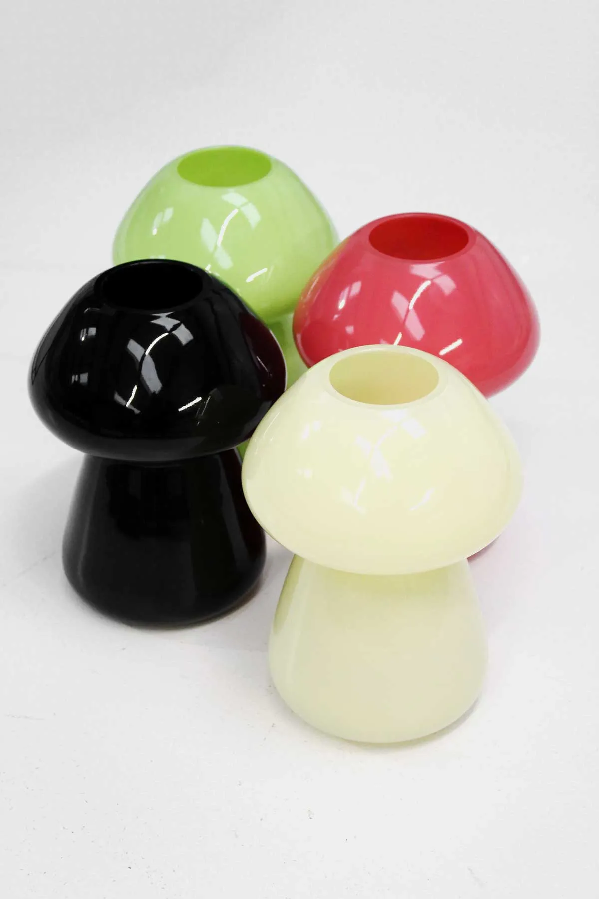 Glass Mushroom Vase in Soft Yellow