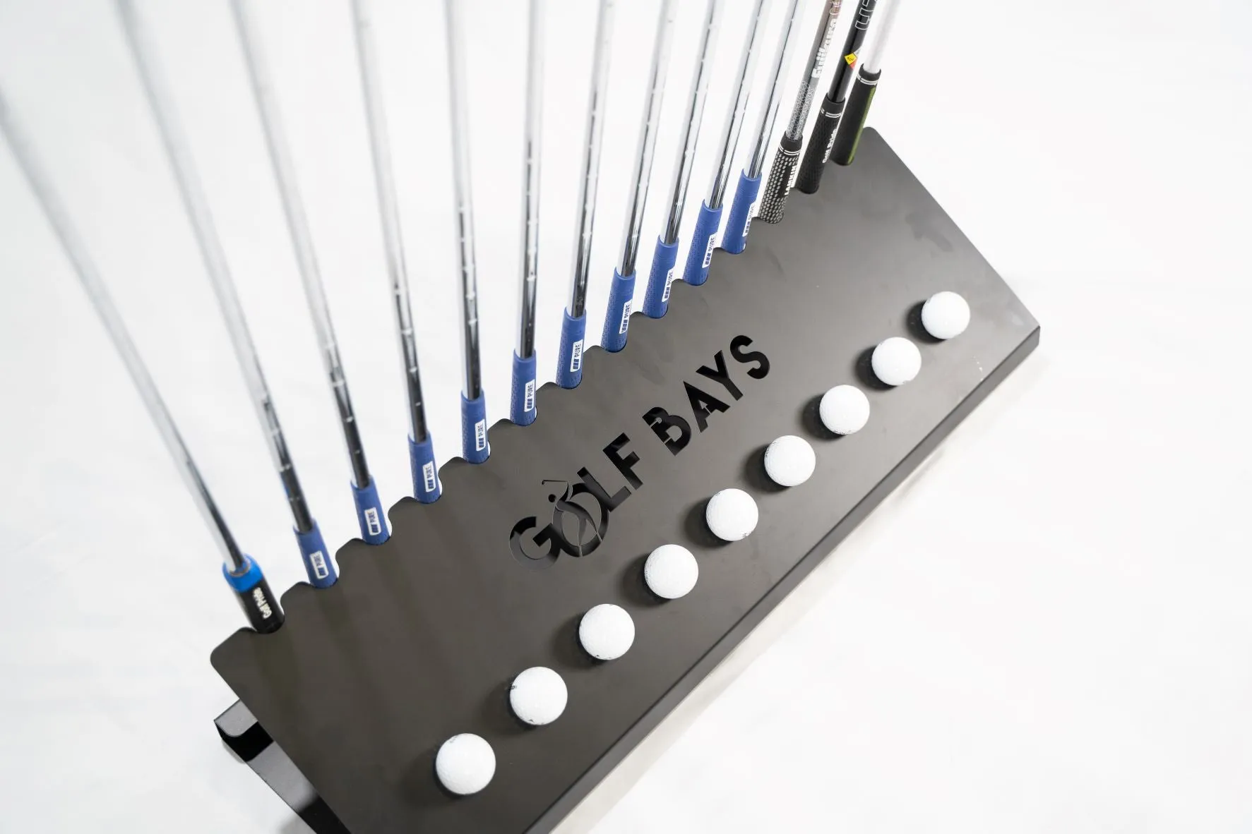 GolfBays Club Display Rack, Holds 14 Clubs & 9 Golf Balls , Indoor Golf Storage Organiser