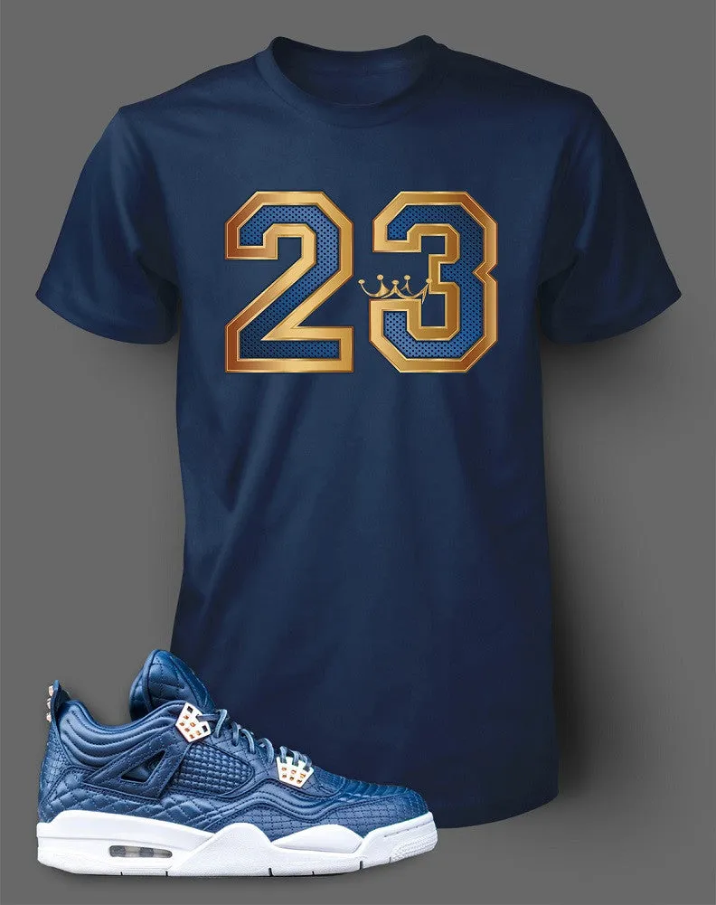 Graphic Navy T Shirt To Match Retro Air Jordan 4 Obsidian Shoe