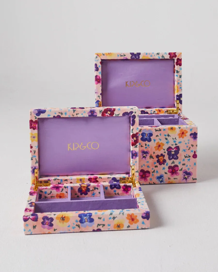 Kip & Co HOME  | Pansy velvet jewellery box- small