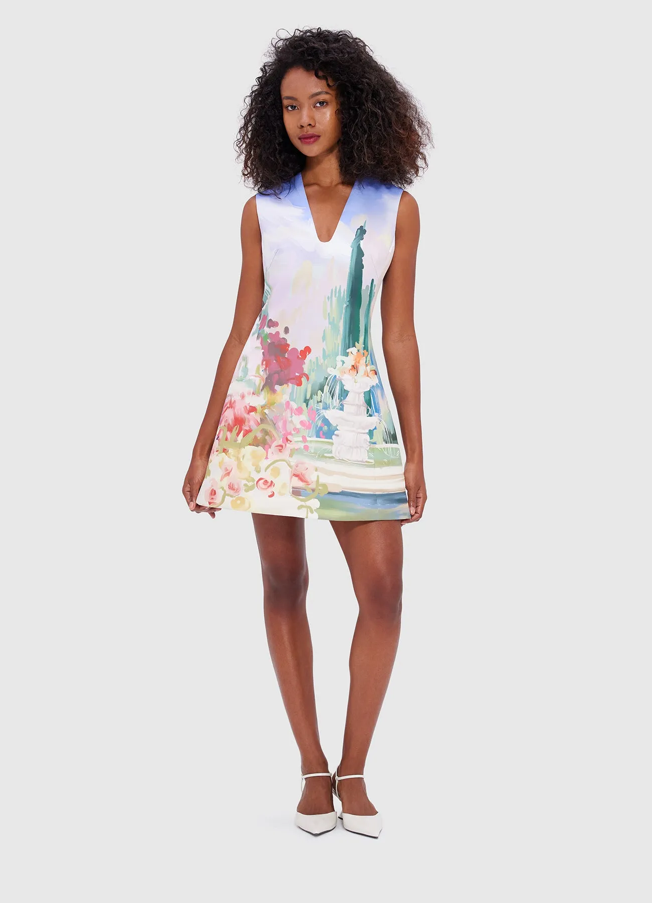 Leo Lin Briana V Neck Mini Dress - Jardin Print