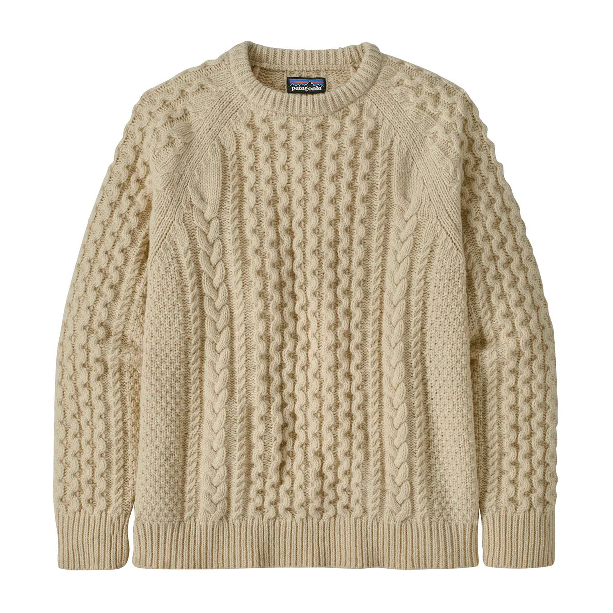 Maglione Uomo Patagonia Cable-Knit Lana Riciclata Bianco Panna