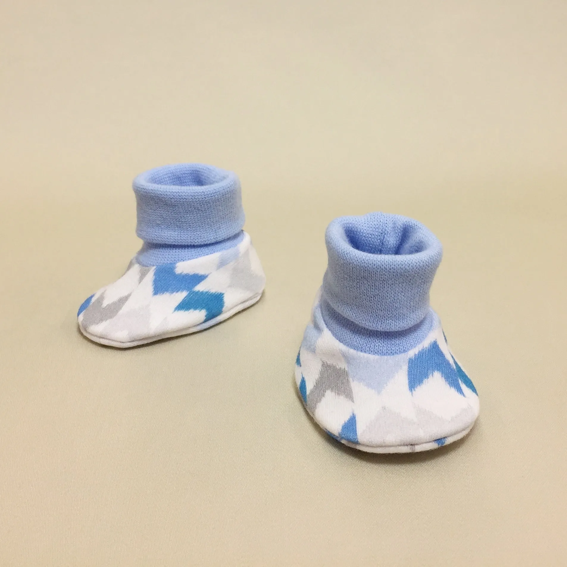 NICU Booties Chevron Blue