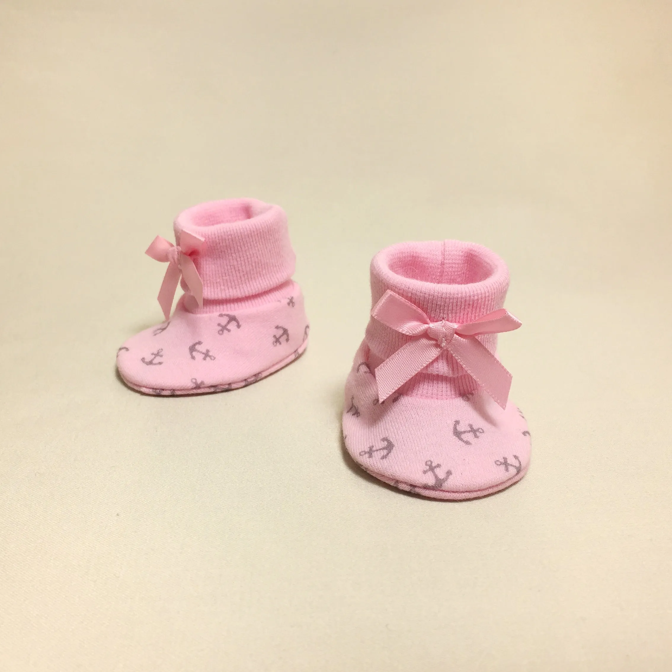 NICU Booties Pink Anchors