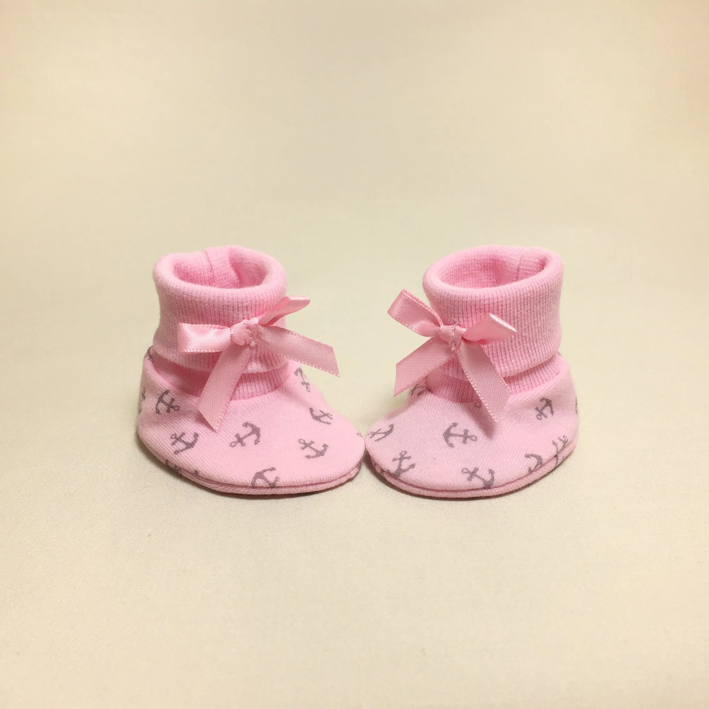 NICU Booties Pink Anchors