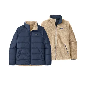 Piumino Patagonia Reversible Silent Down Fleece Blu / Beige