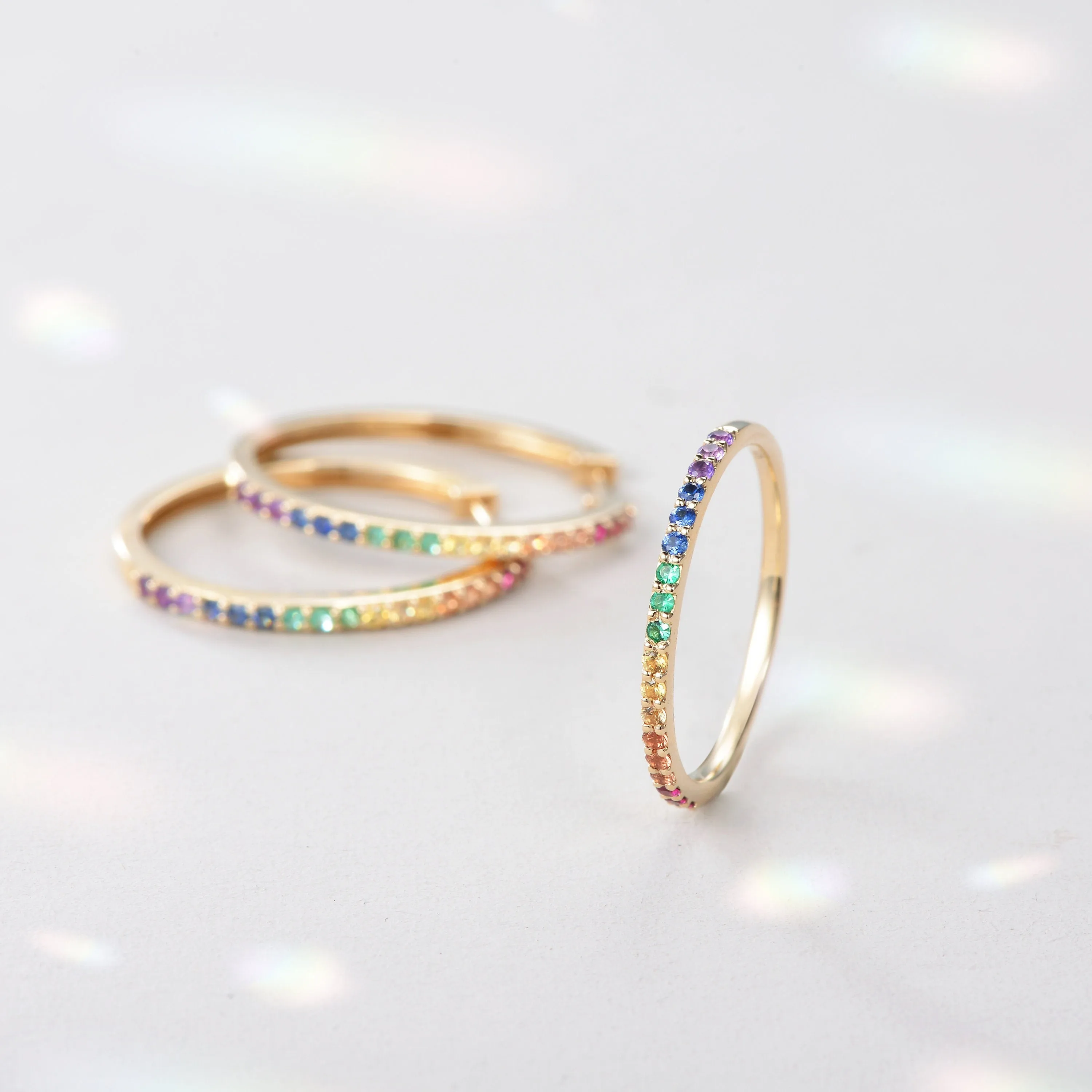 Rainbow Eternity Multicolor Stacking Ring Wedding Band