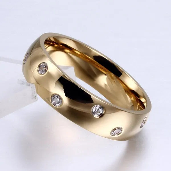 Round Cut Gold Titanium Wedding Band For Men