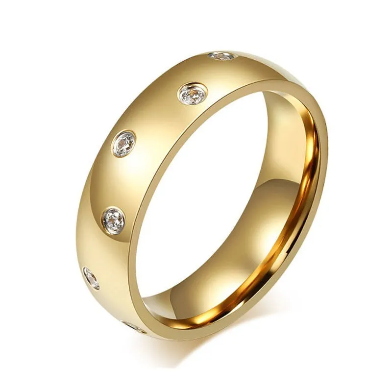 Round Cut Gold Titanium Wedding Band For Men