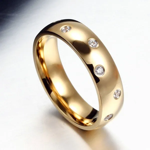 Round Cut Gold Titanium Wedding Band For Men