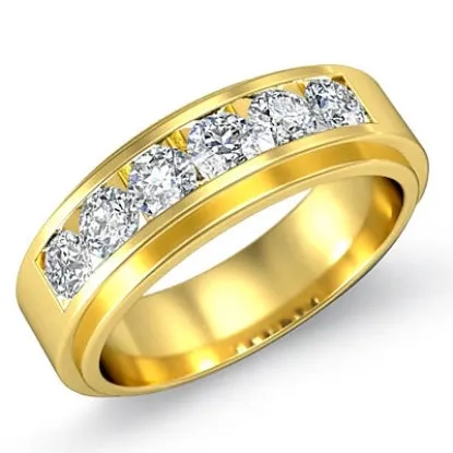 Round Cut Half Stone Wedding Band for Men